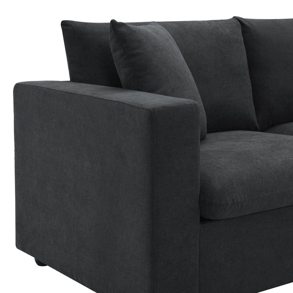 Contour & Co. Modern Black L-shaped Sofa with Ottoman - New In Box