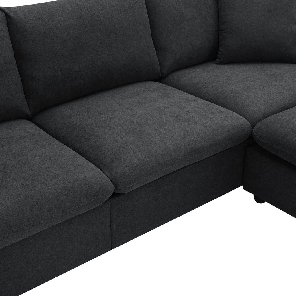 Contour & Co. Modern Black L-shaped Sofa with Ottoman - New In Box