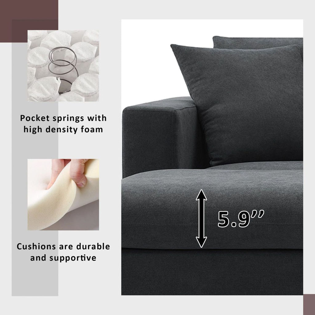 Contour & Co. Modern Black L-shaped Sofa with Ottoman - New In Box