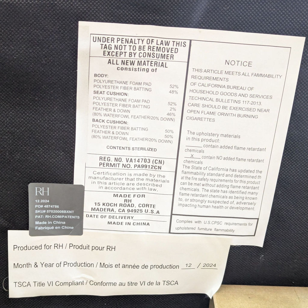 Restoration Hardware Belgian Track Arm Slipcovered Sofa