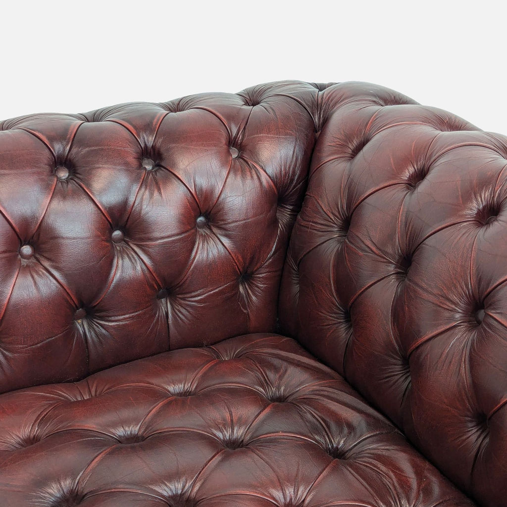 Pendragon Red Leather Classic Chesterfield 3-Seat Sofa