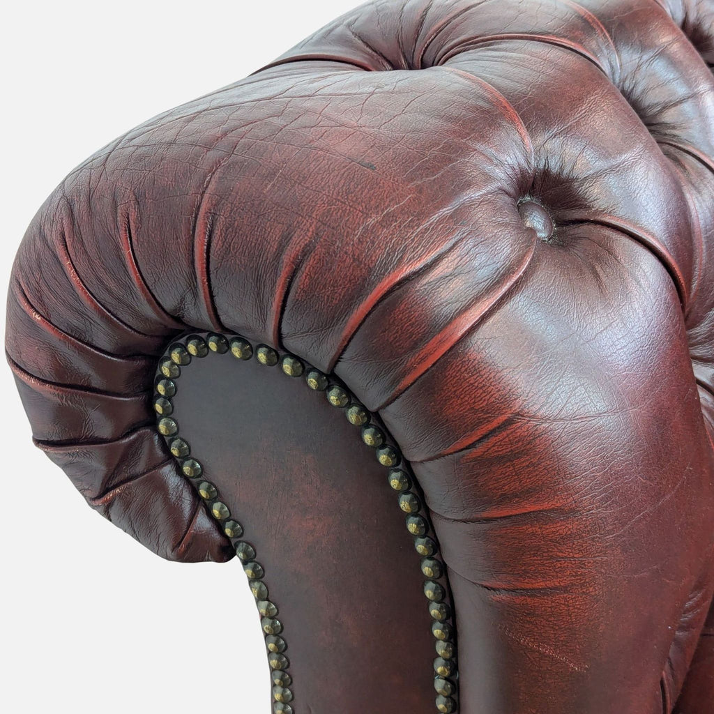 Pendragon Red Leather Classic Chesterfield 3-Seat Sofa