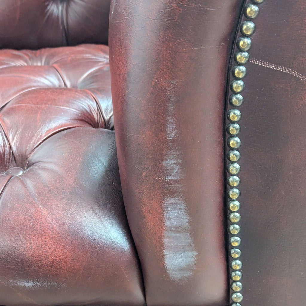 Pendragon Red Leather Classic Chesterfield 3-Seat Sofa