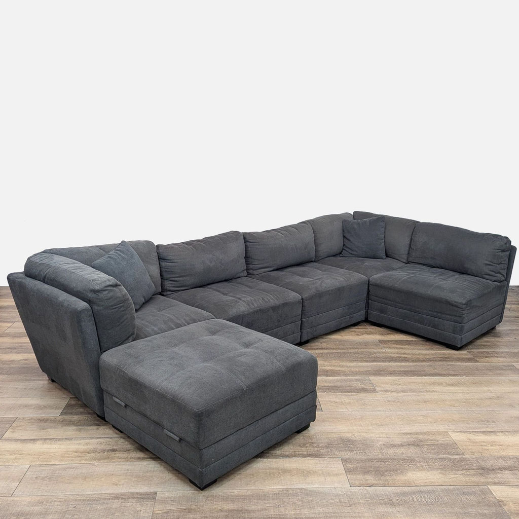 Thomasville Tisdale Modular Sectional 6-piece Dark Gray with Storage Ottoman