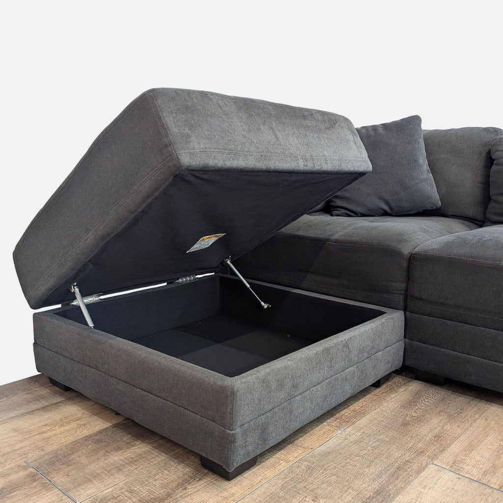 Thomasville Tisdale Modular Sectional 6-piece Dark Gray with Storage Ottoman