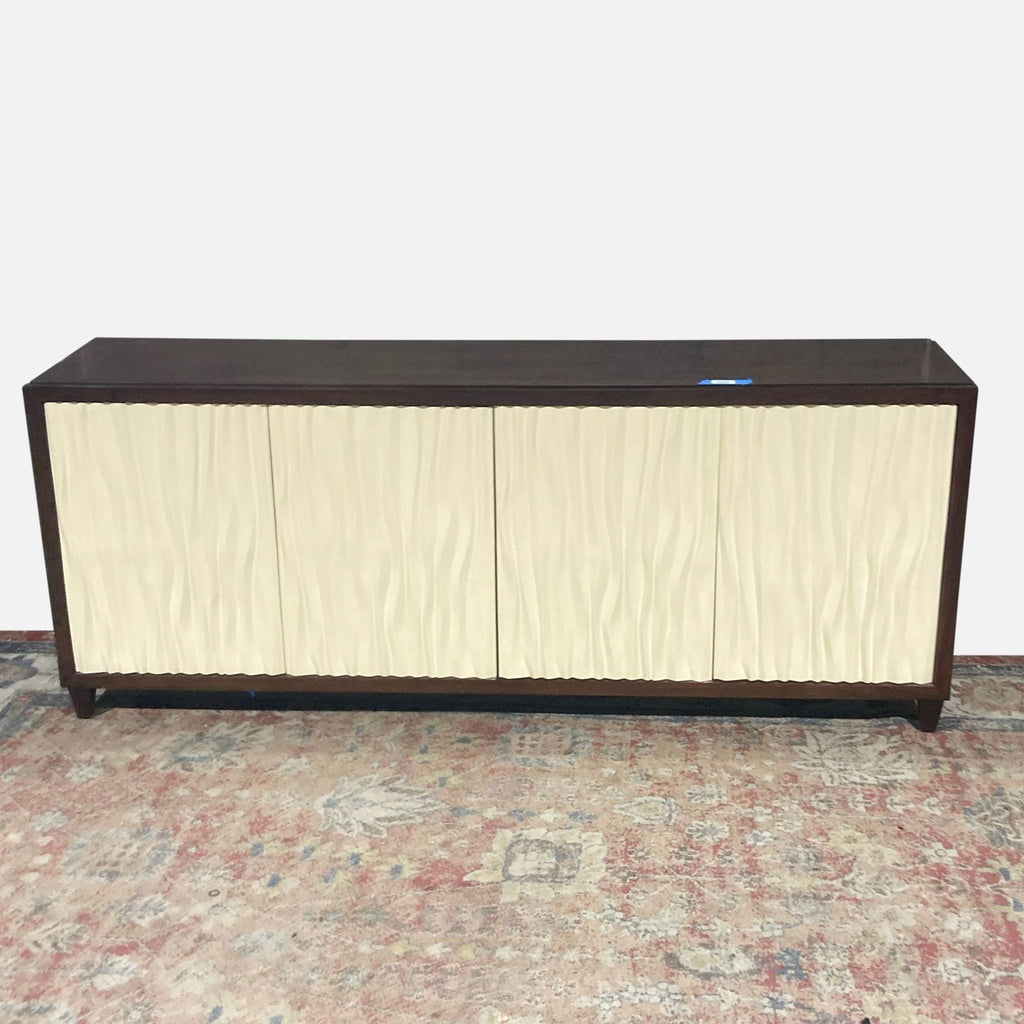 Century Furniture credenza with Brunette finish and Cameo fiberglass door panels.