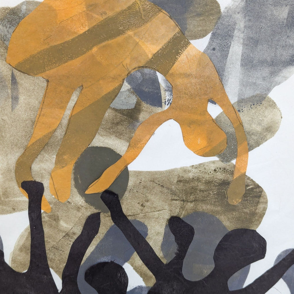 a painting of a giraffe with a bird on its head 