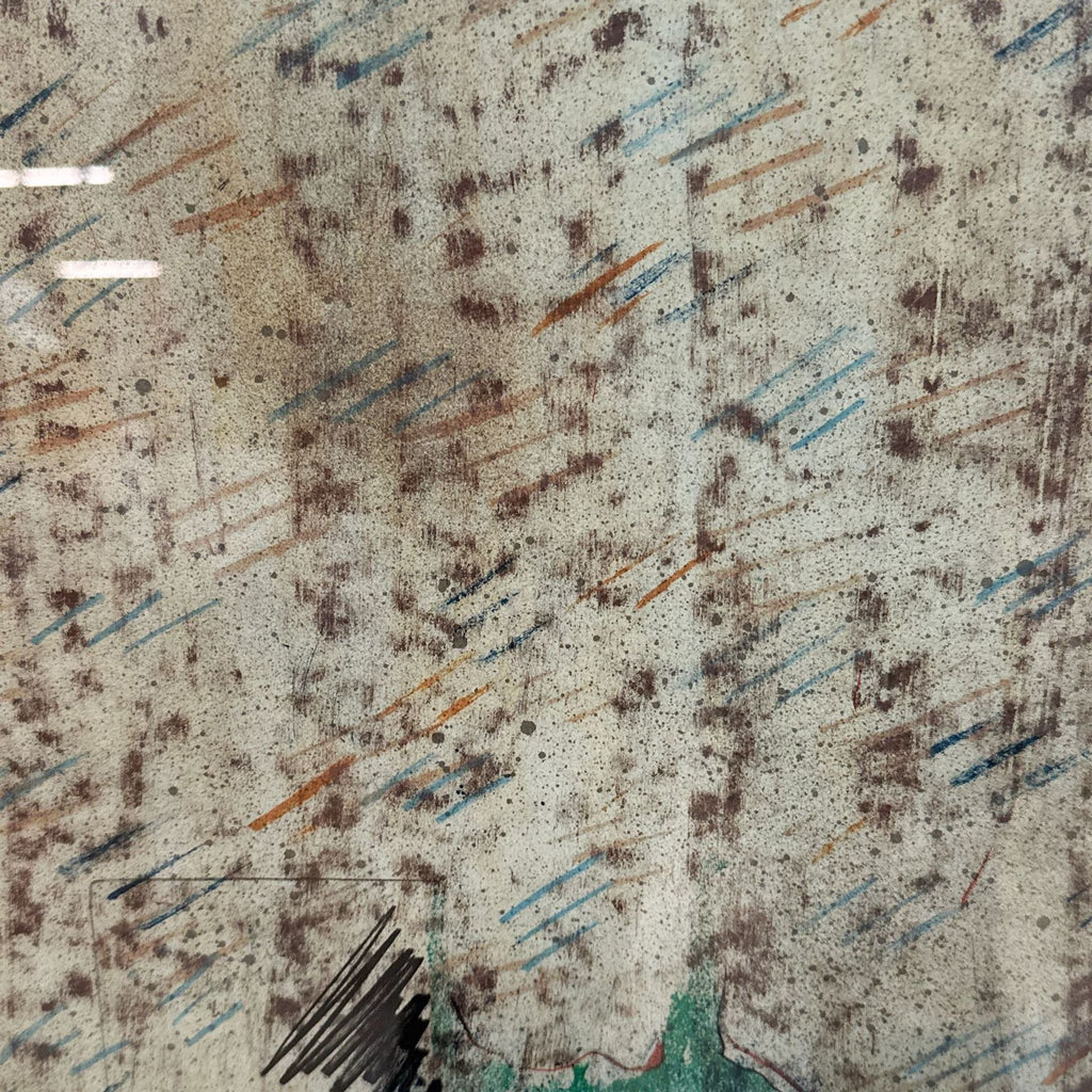 a wall with graffiti on it and a painting of a person 