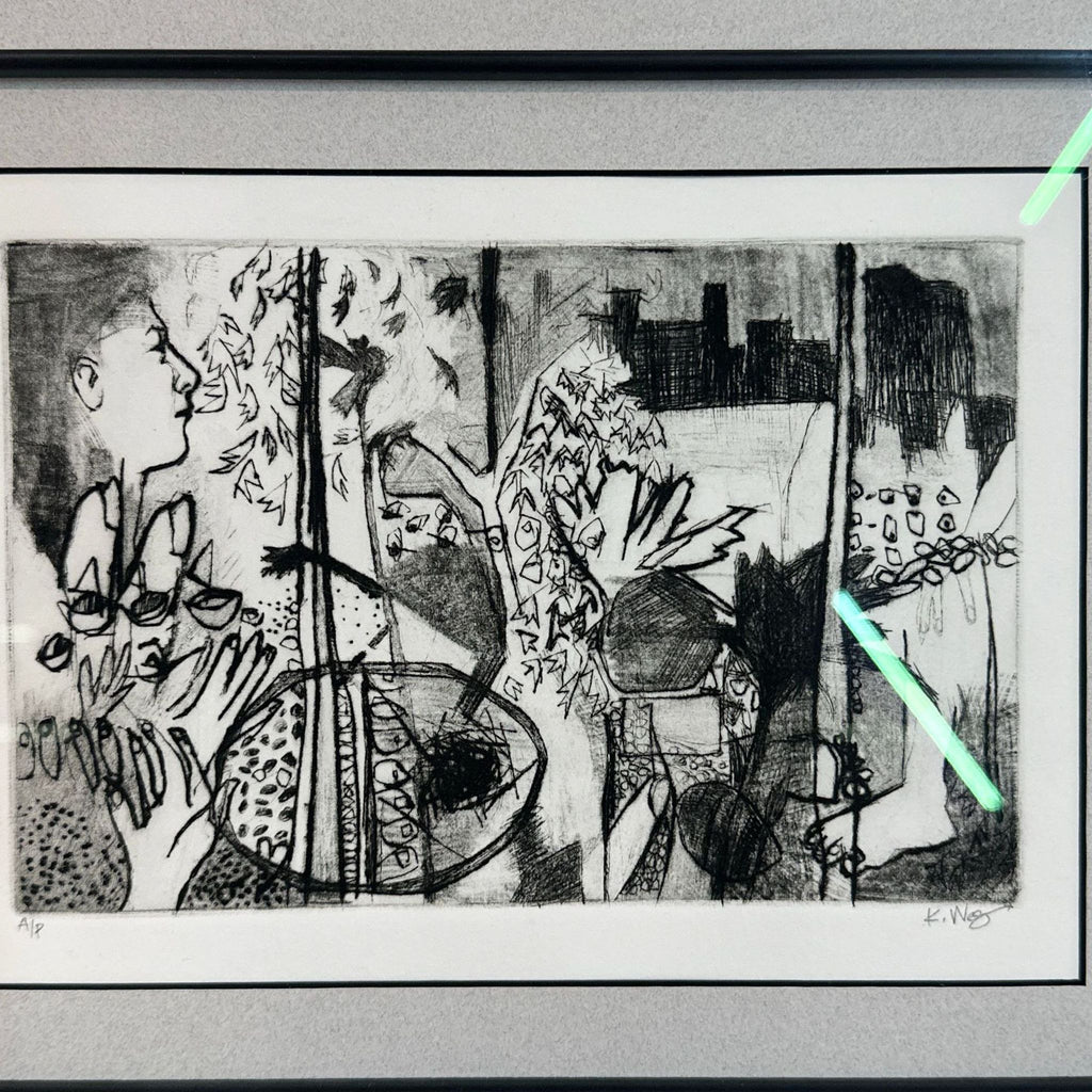Abstract Monochrome Artist Proof with Silver Frame