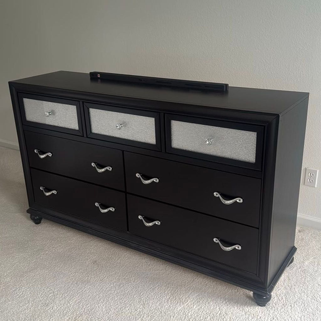 1. Modern Coaster dresser with multiple spacious drawers, ideal for bedroom storage organization.  