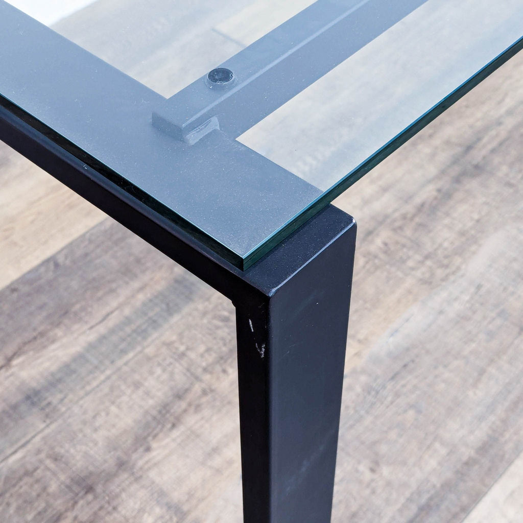 Metal and Glass Parsons Style Dining Table
