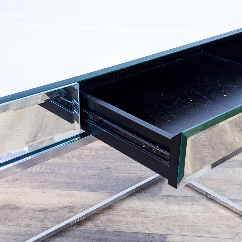 Modern Mirrored Desk with Sleek Metal Frame