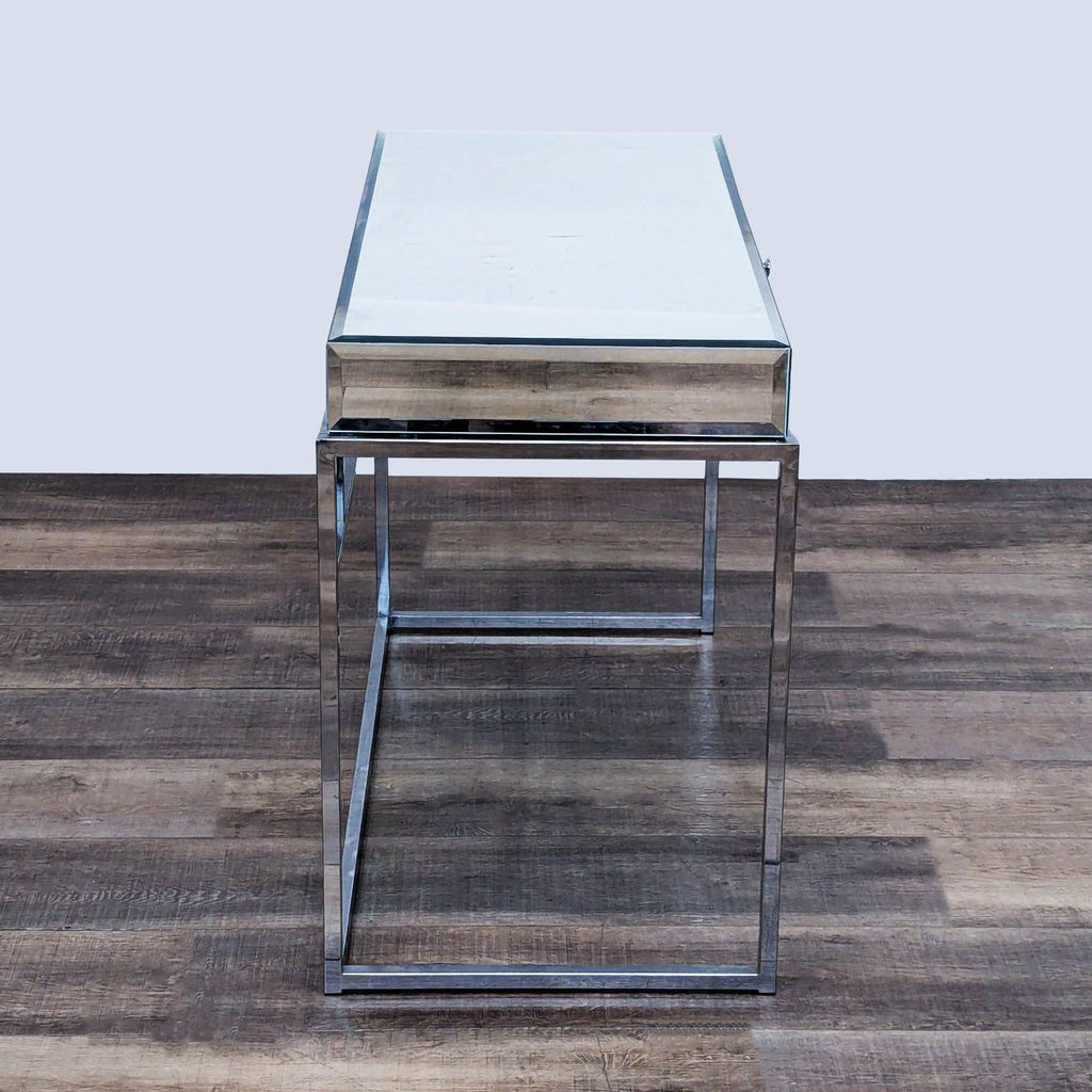 Modern Mirrored Desk with Sleek Metal Frame