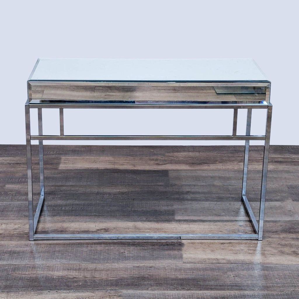 Modern Mirrored Desk with Sleek Metal Frame