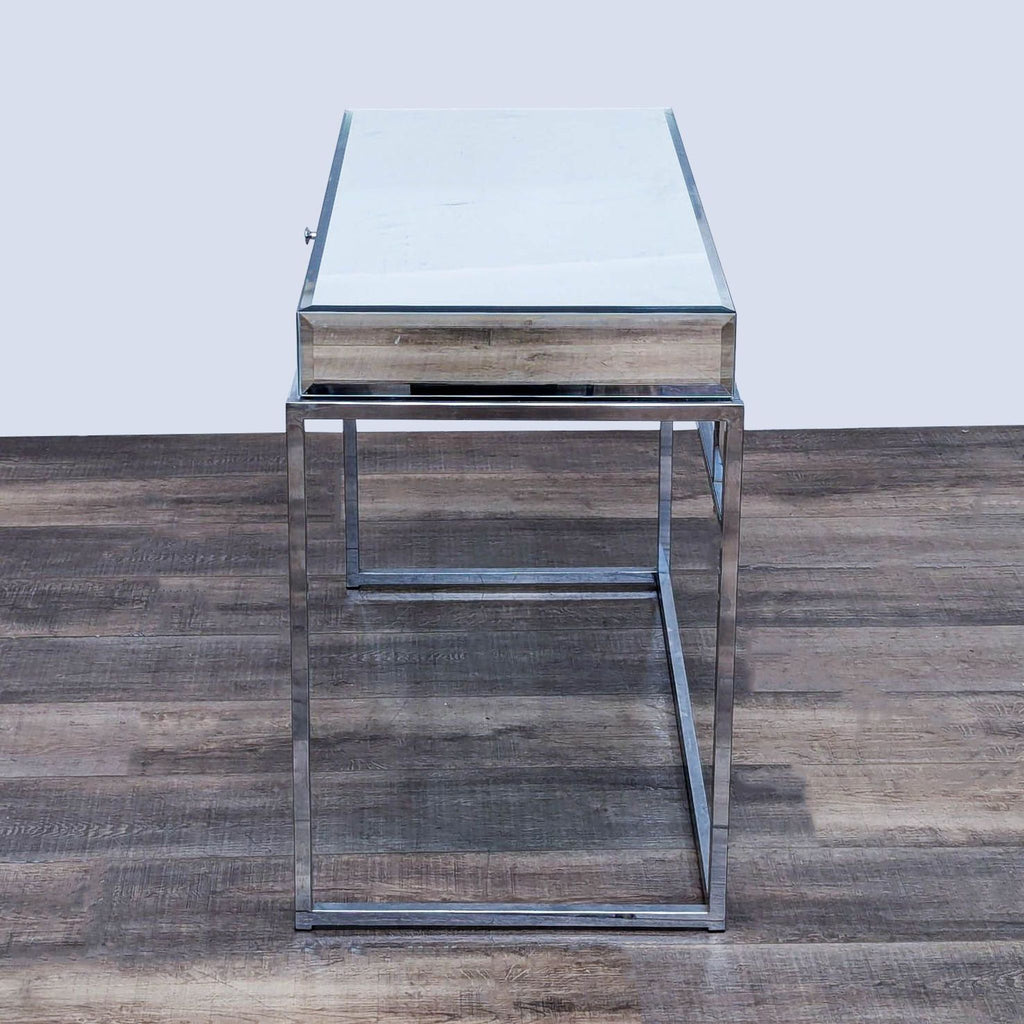 Modern Mirrored Desk with Sleek Metal Frame