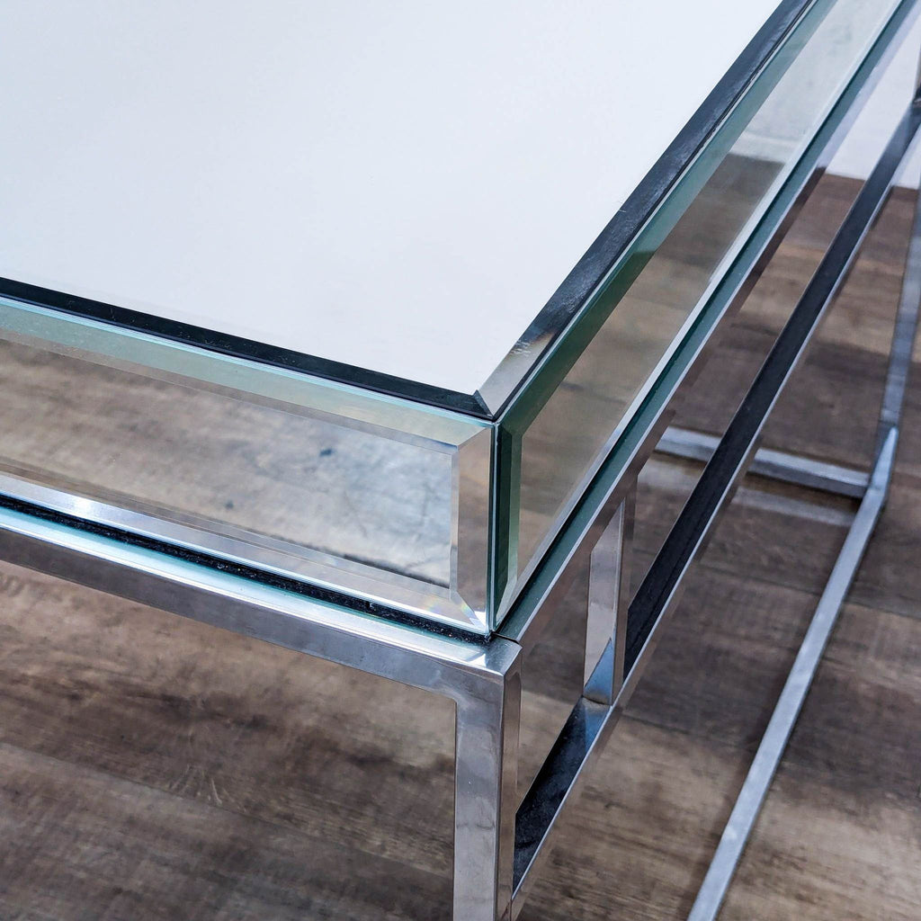Modern Mirrored Desk with Sleek Metal Frame