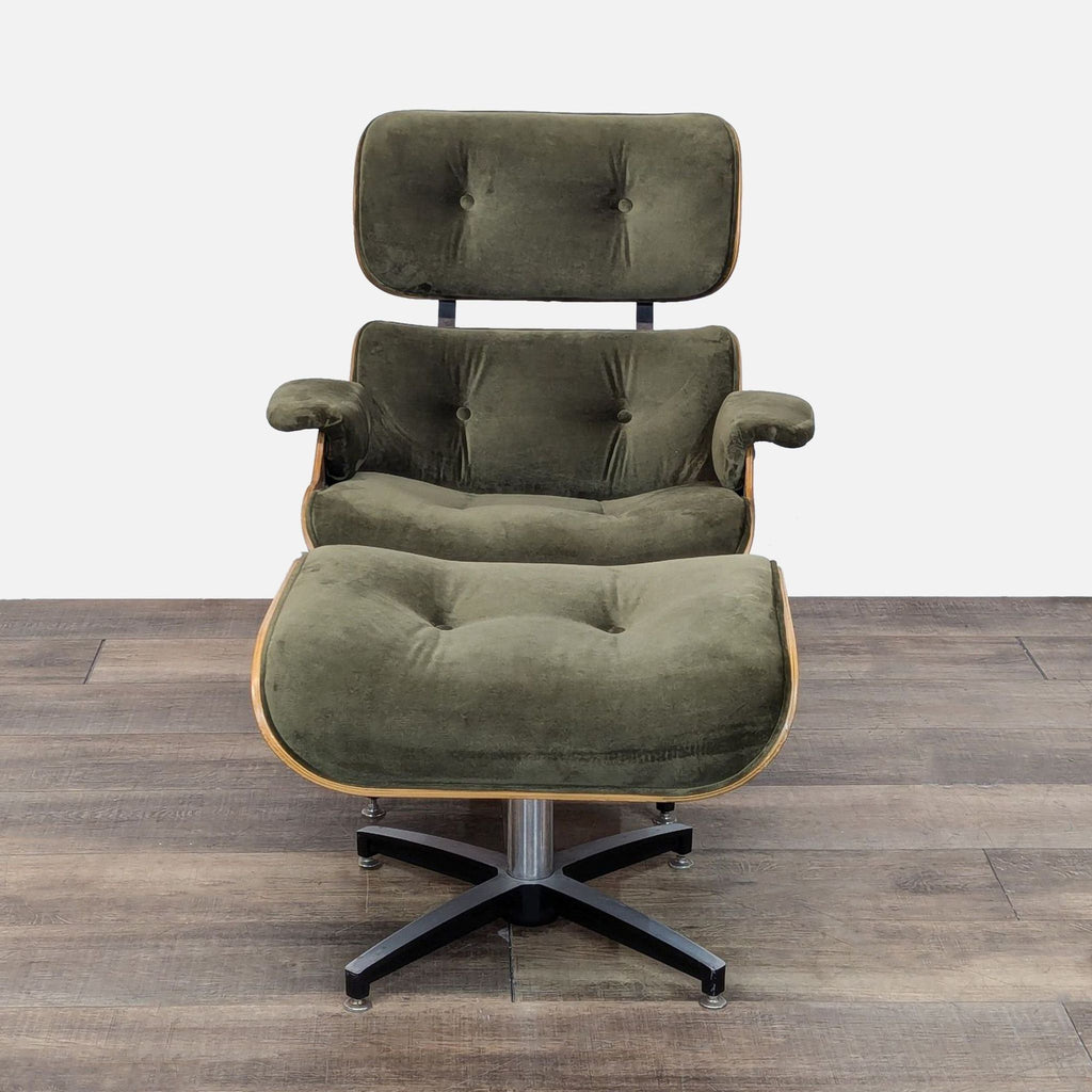 Vintage Eames Replica Green Lounge Chair with Ottoman