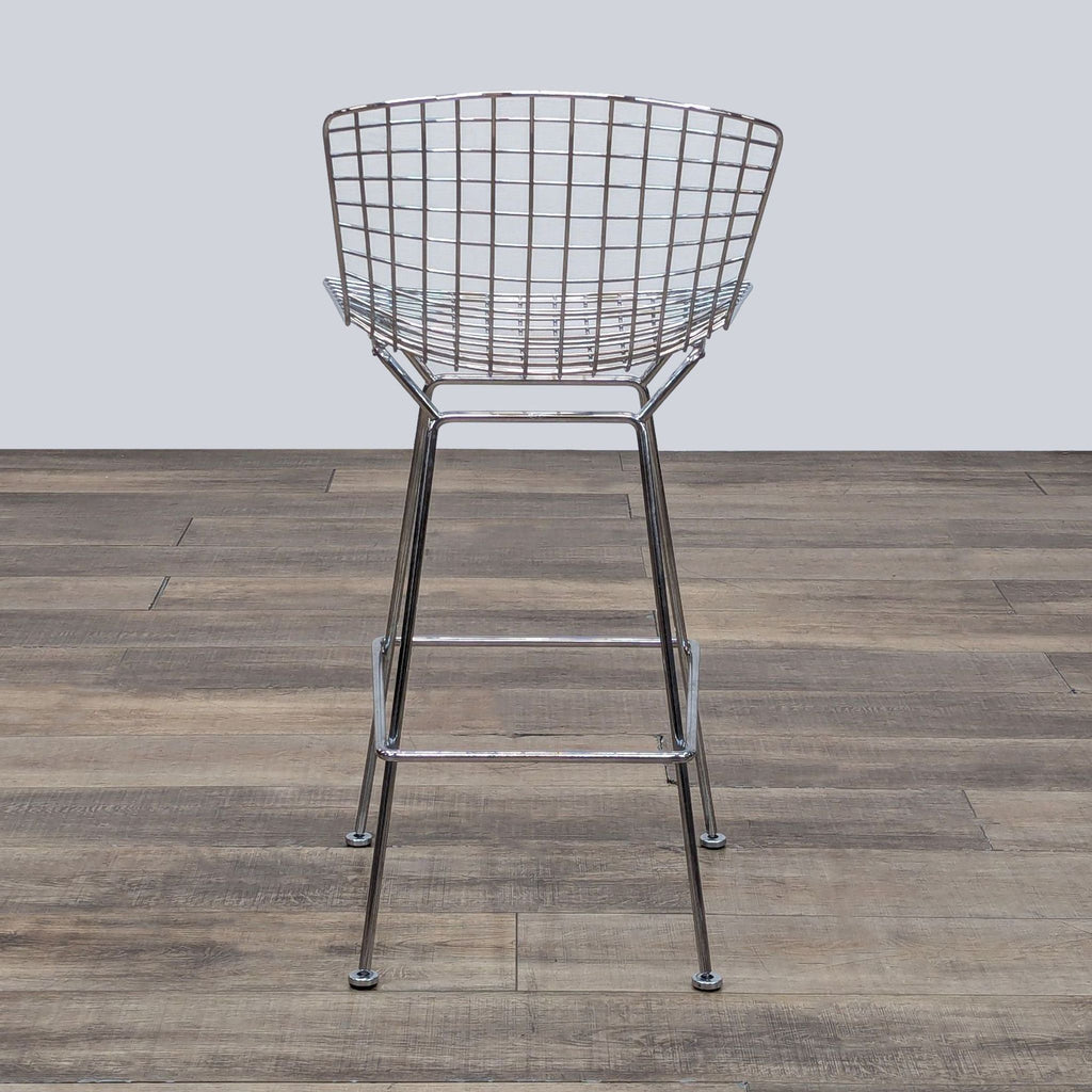 a wooden bench in a room with a ceiling 