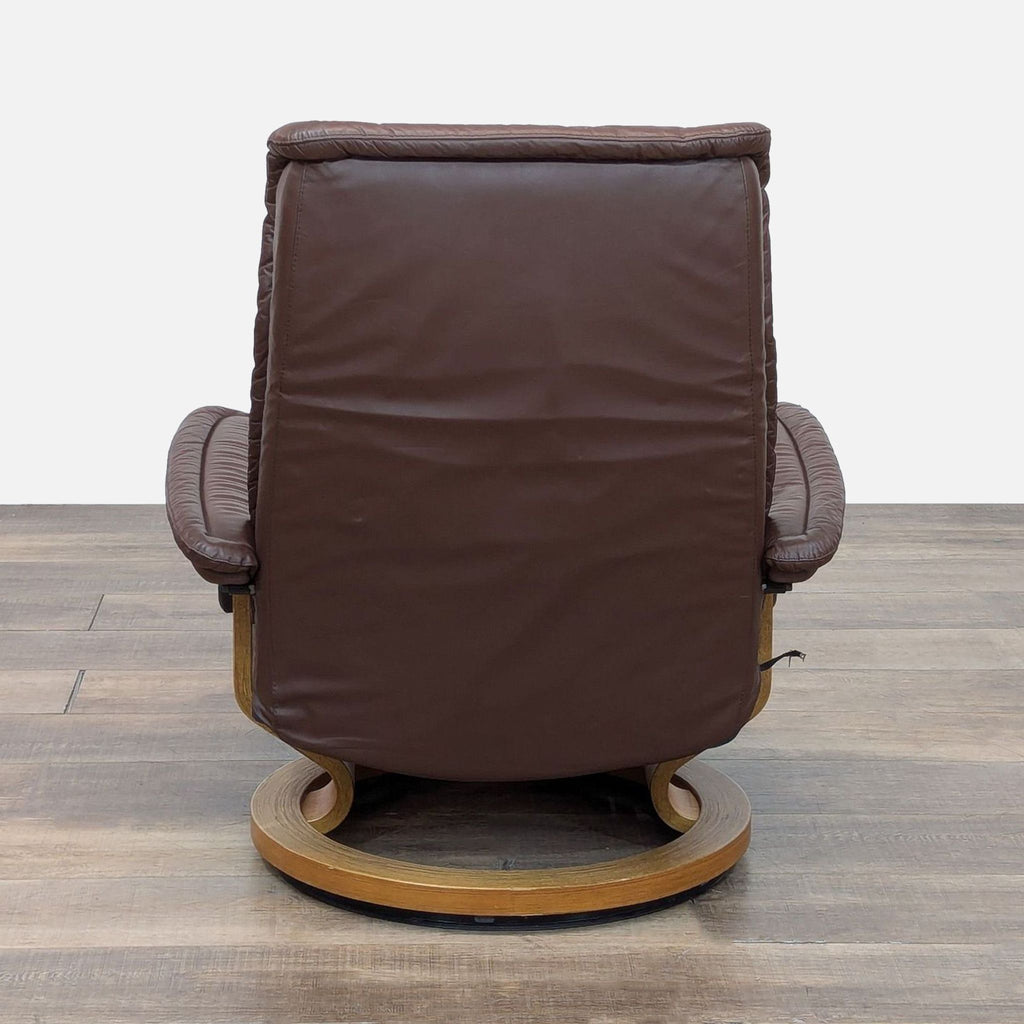 Ekornes Stressless Leather Reclining Swivel Chair and Ottoman