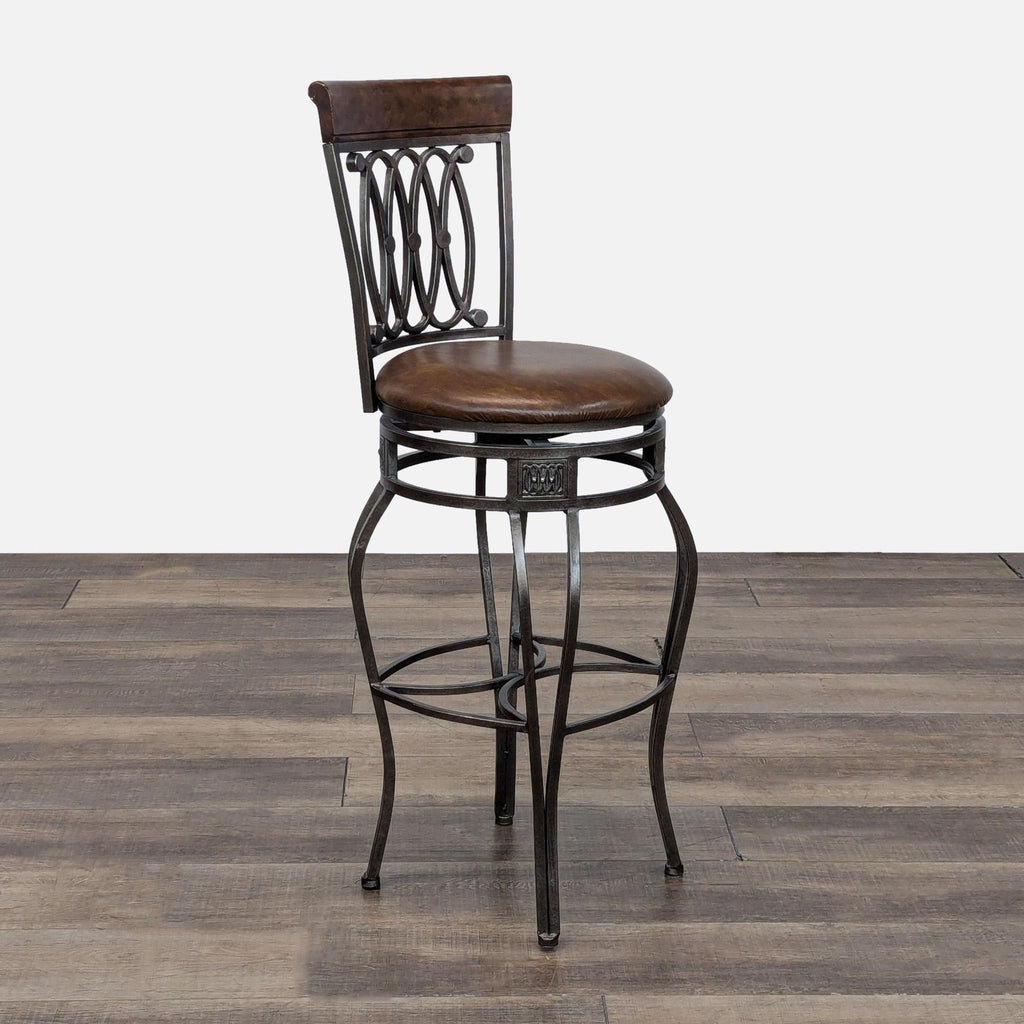 Metal and Faux Leather Bar Stool