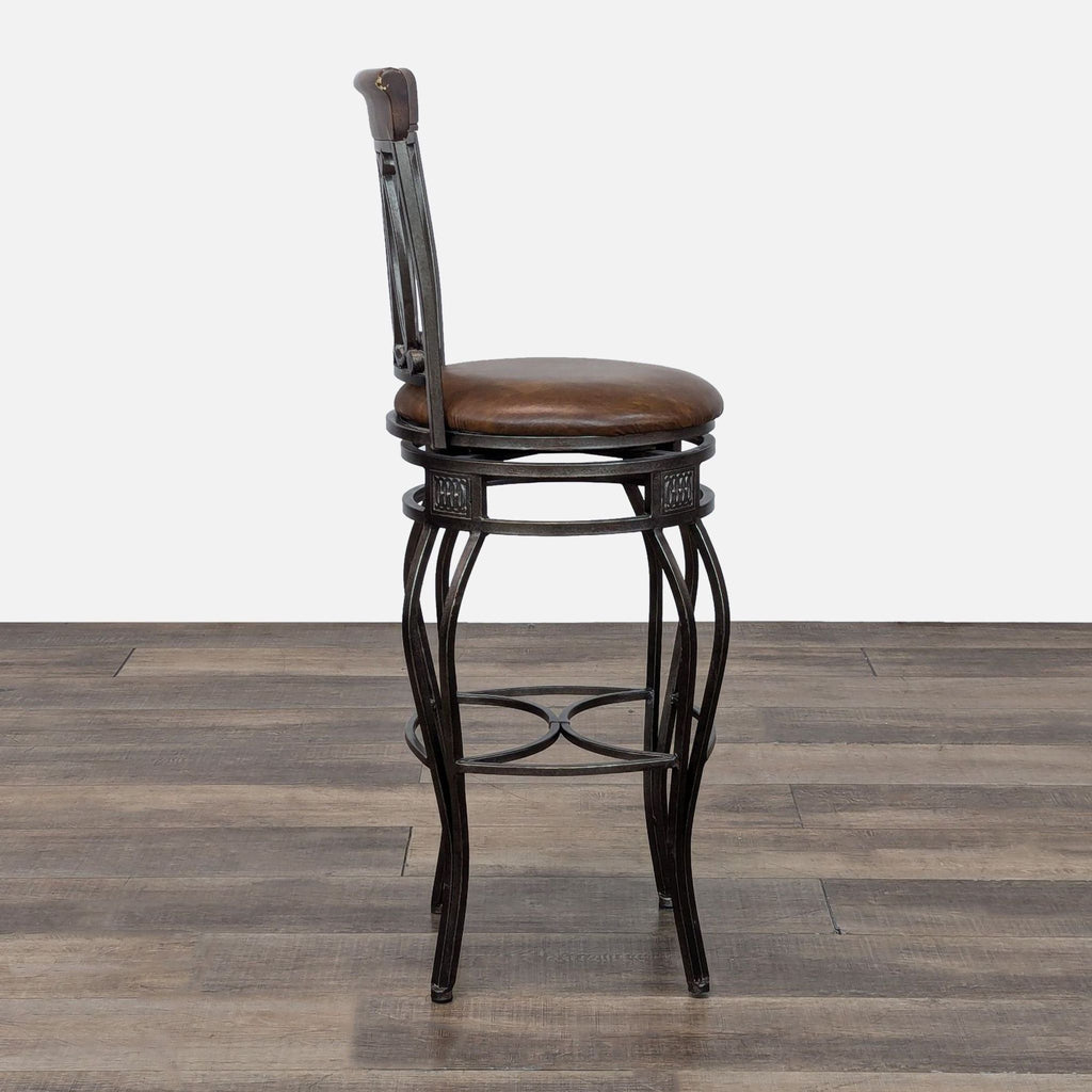 Metal and Faux Leather Bar Stool