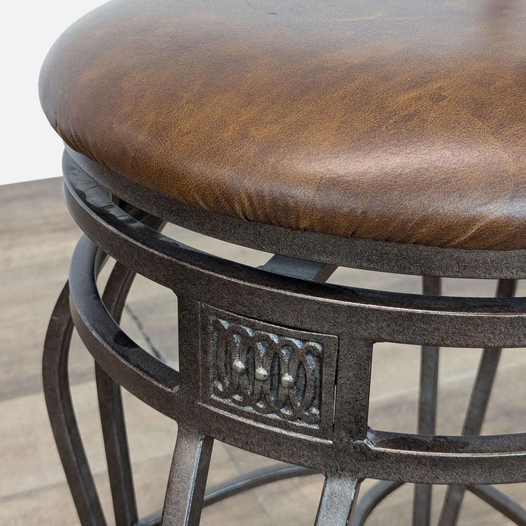 Metal and Faux Leather Bar Stool