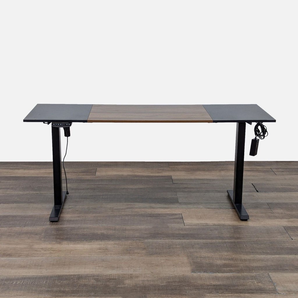 FEZIBO desk with 3 presets, height adjustable from 27.16" to 46.06", and 360-degree locking casters.