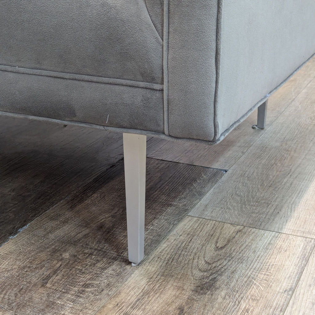 Modern Gray Suede 3-Seat Sofa with Sleek Metal Legs