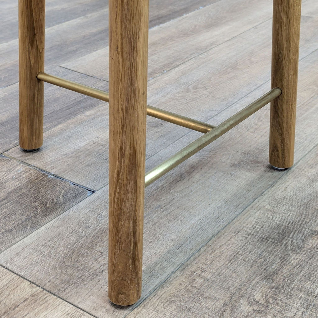 Wood Counter Stool with Faux Leather Cushion