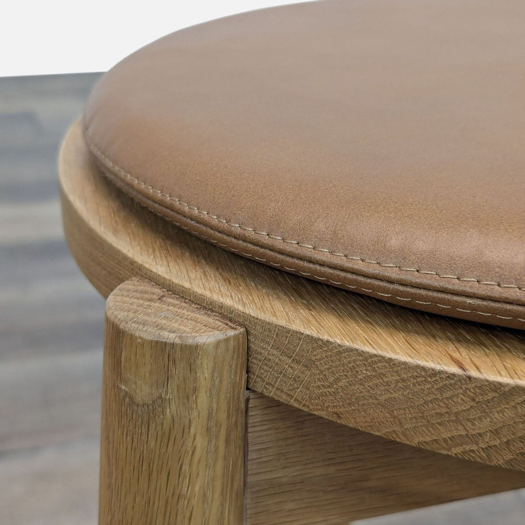 Wood Counter Stool with Faux Leather Cushion