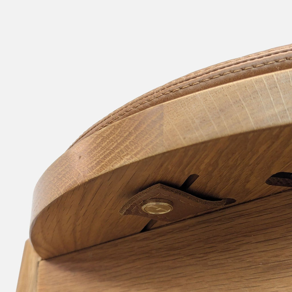 Wood Counter Stool with Faux Leather Cushion