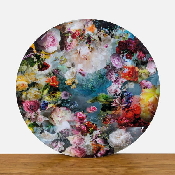 Limited Edition "Tonda 2" by Isabelle Menin, circular print with vibrant floral design.