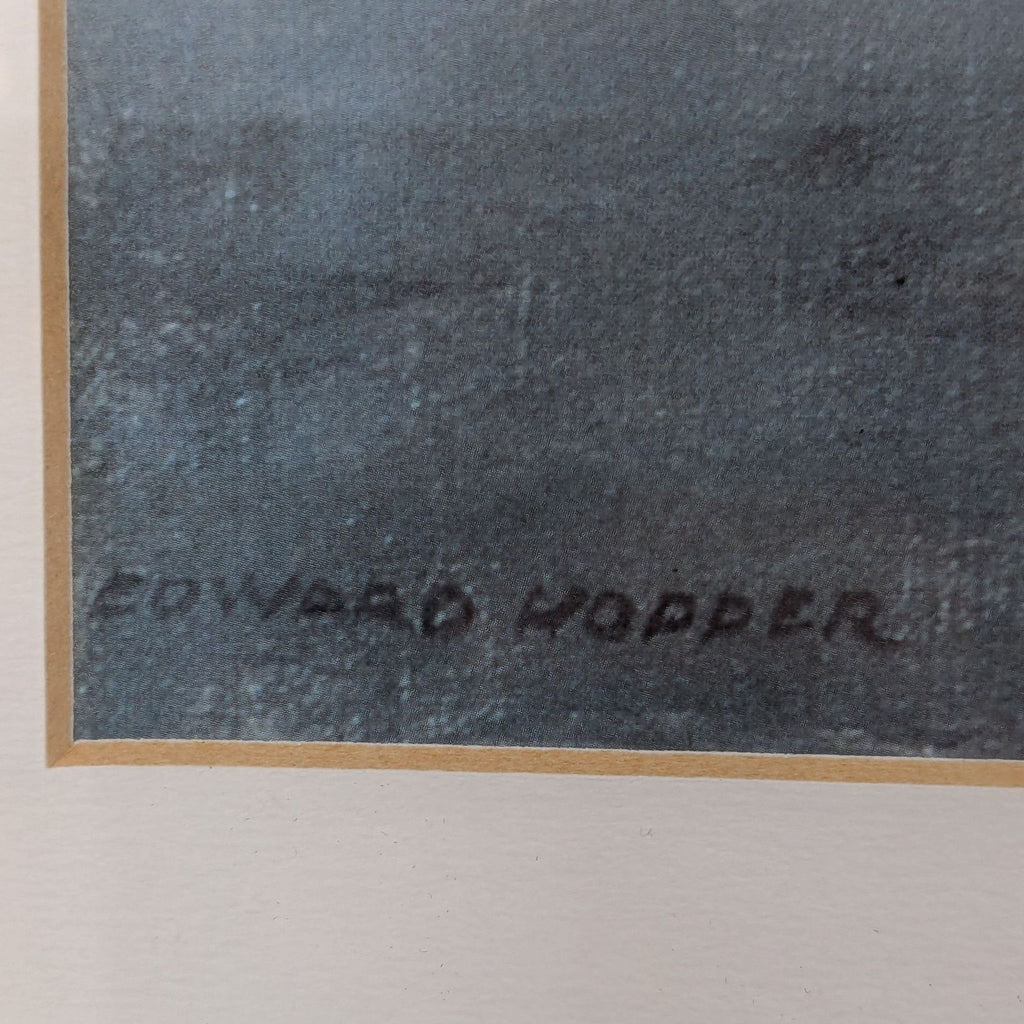 Close-up of Edward Hopper's signature on the art print.