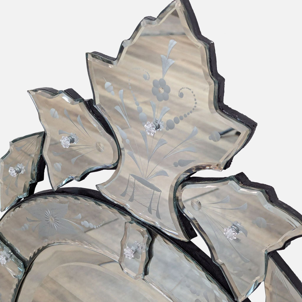 Vintage Venetian Style Engraved Etched Wall Mirror