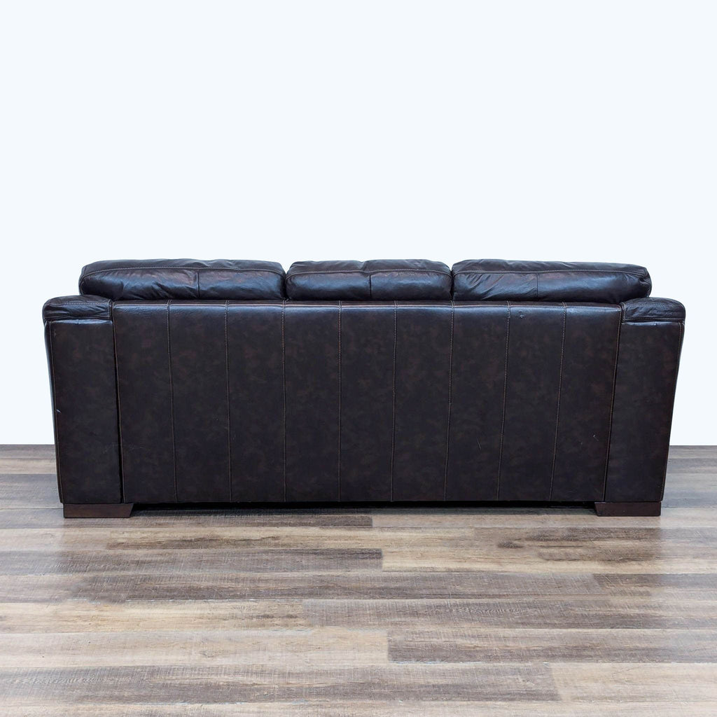 Transitional Leather Dark Brown 3 Seat Sofa