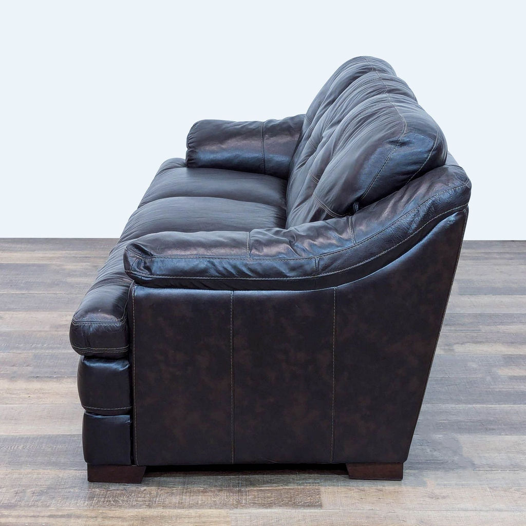 Transitional Leather Dark Brown 3 Seat Sofa
