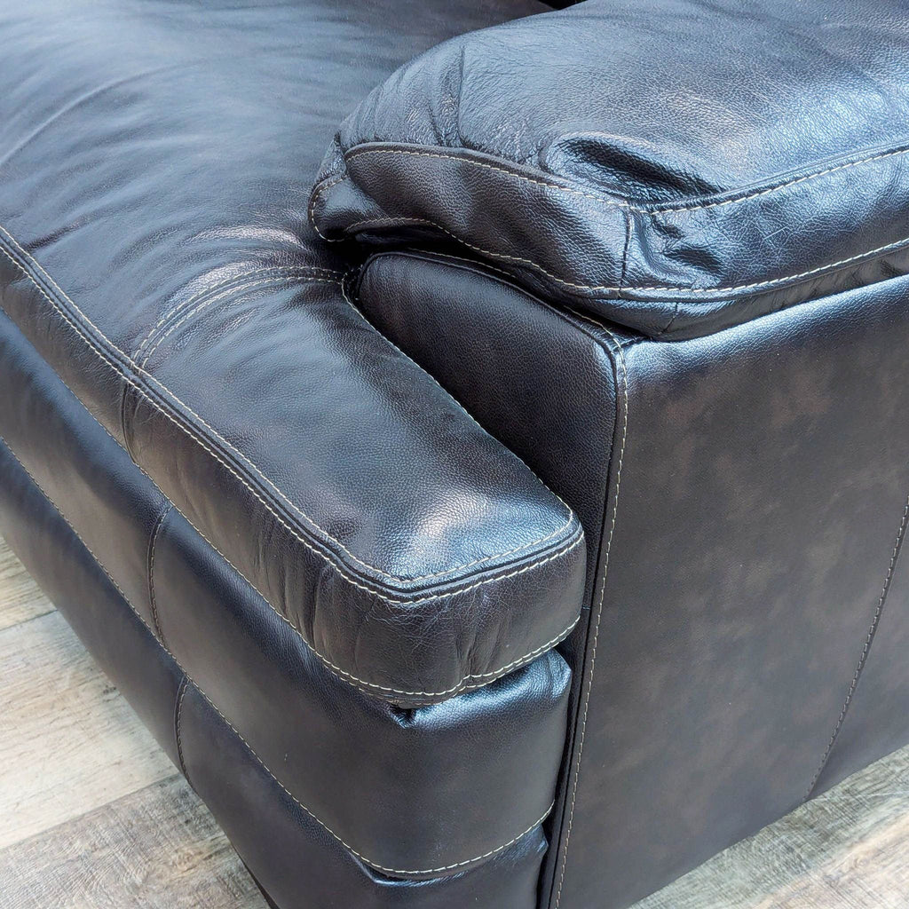 Transitional Leather Dark Brown 3 Seat Sofa