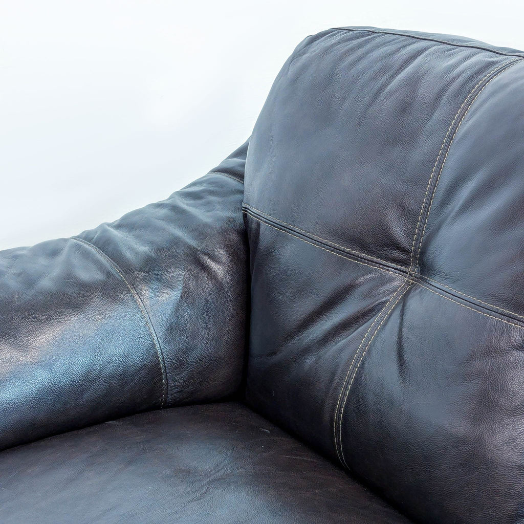 Transitional Leather Dark Brown 3 Seat Sofa