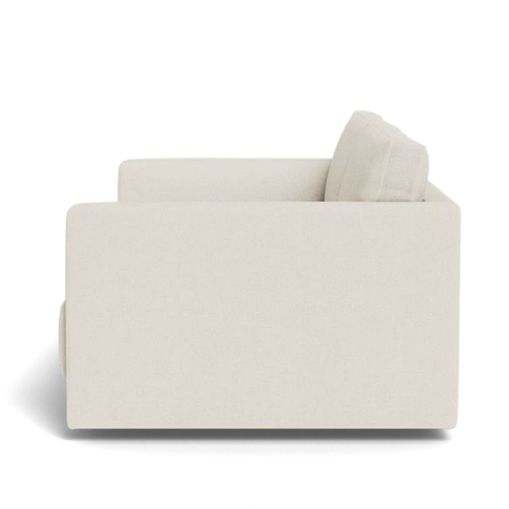 Opposite side view of the Lukas loveseat, emphasizing its minimalist design.