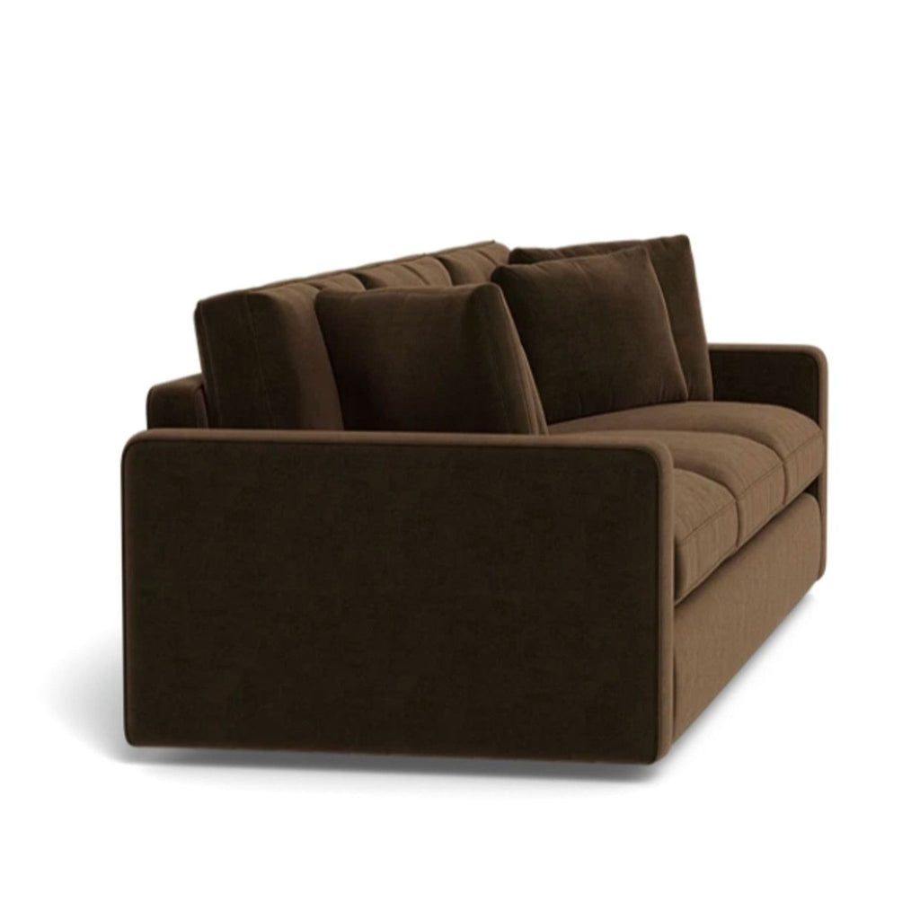 Side view of Havenly 3-seater; features soft crowns in seat and arms.