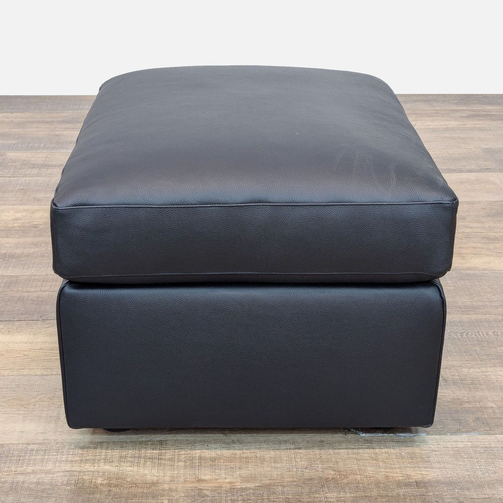 BenchMade Modern Fairfax Ottoman in Ponti Onyx Leather