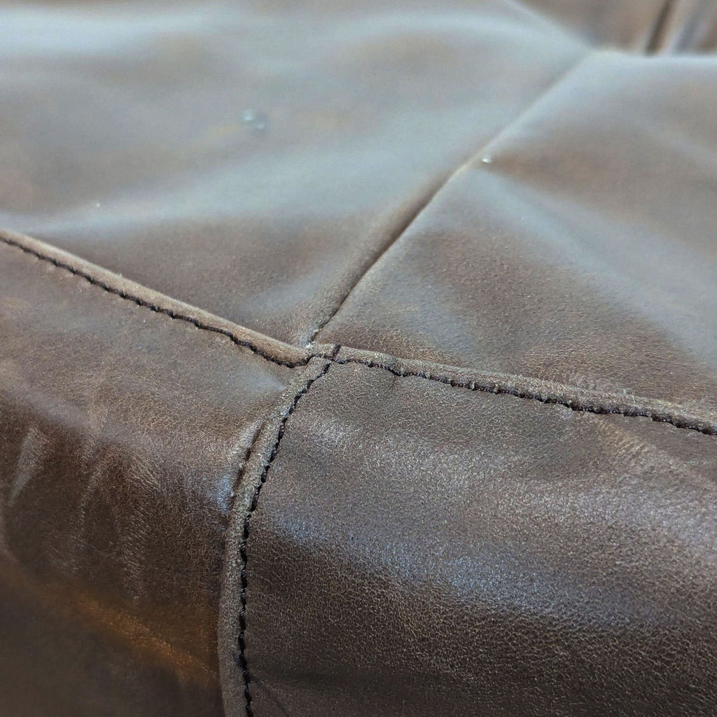 Tufted Button Leather Pouf