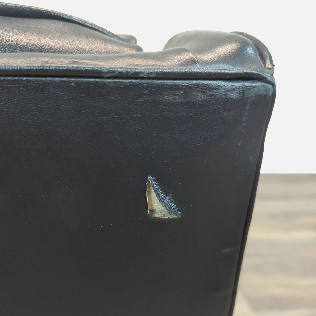 Mid-Century Style Black Tufted Leather Lounge Chair