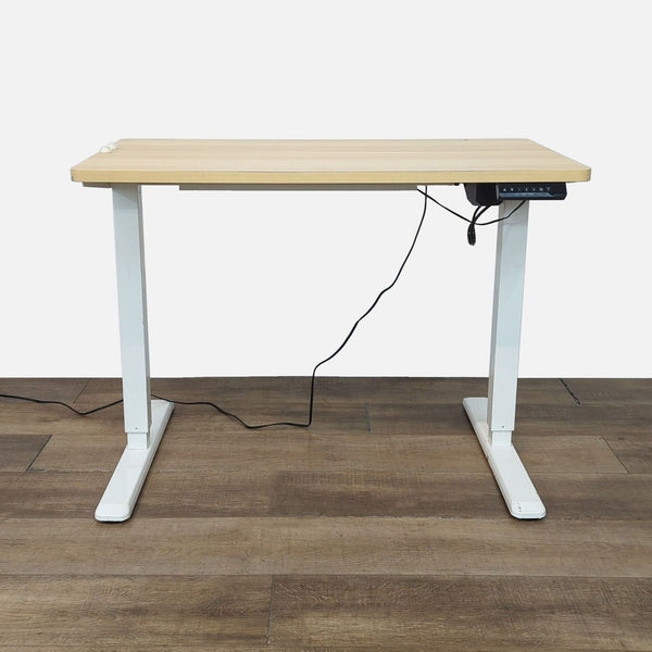 Programmable desk by Reperch, with electric height adjustment and laminate wood top.