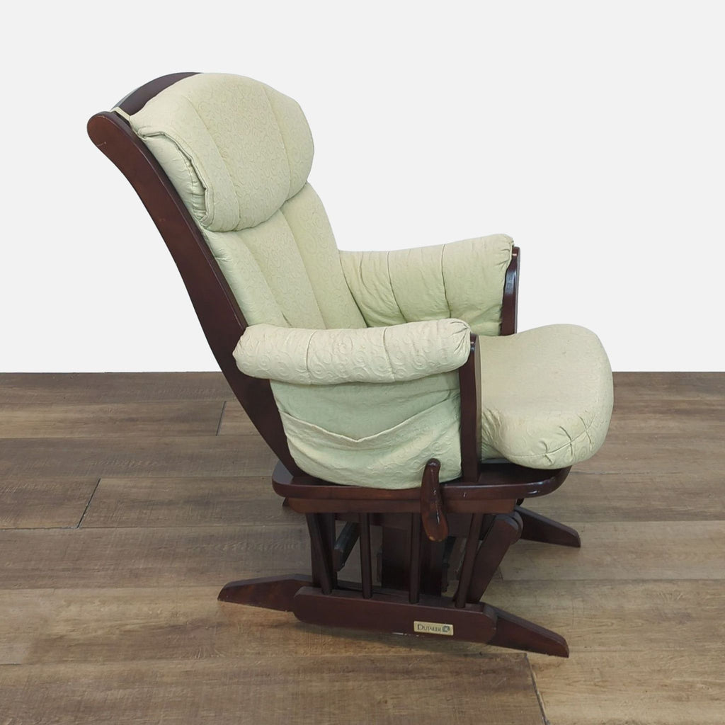 Side view of a Reperch lounge glider chair with cushioned seat and backrest.