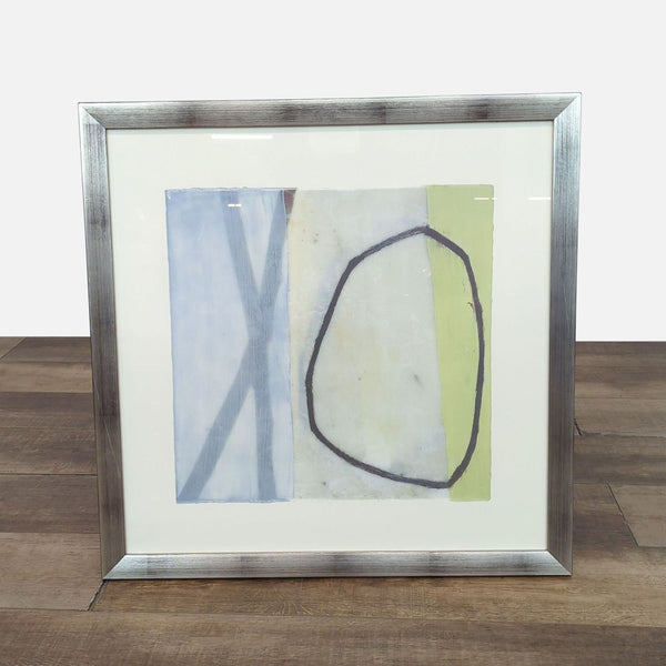 Abstract print in silver frame, featuring subtle colors and lines. Brand: Reperch.