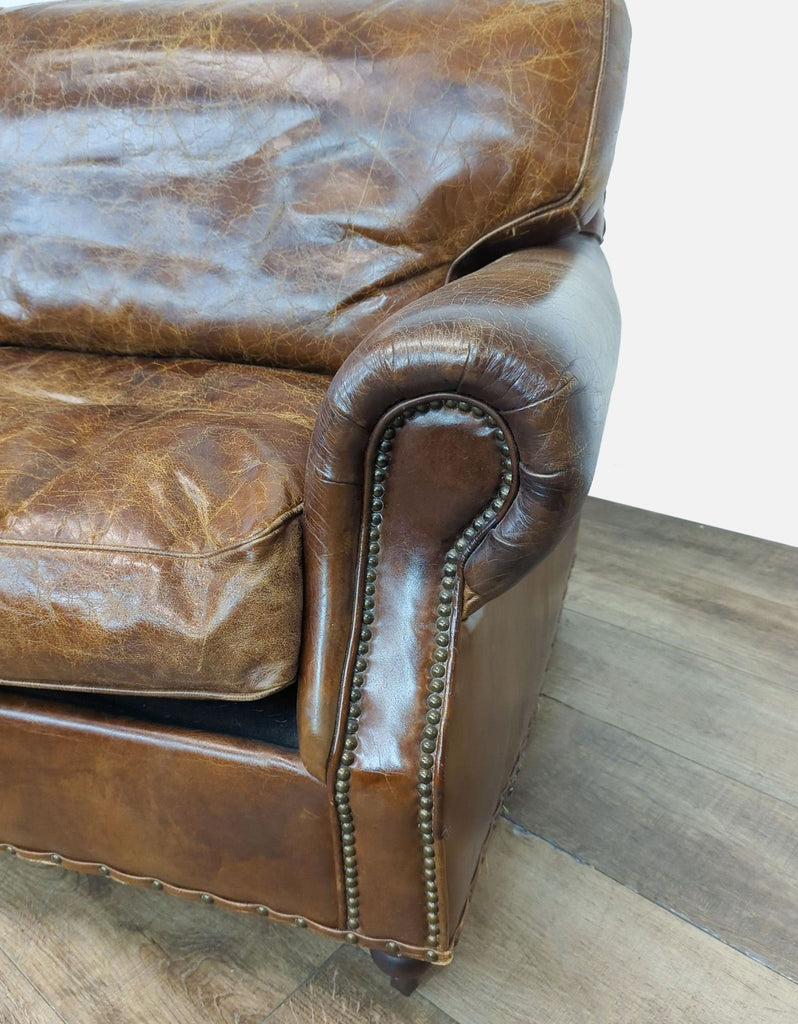 Rustic Brown Leather Loveseat