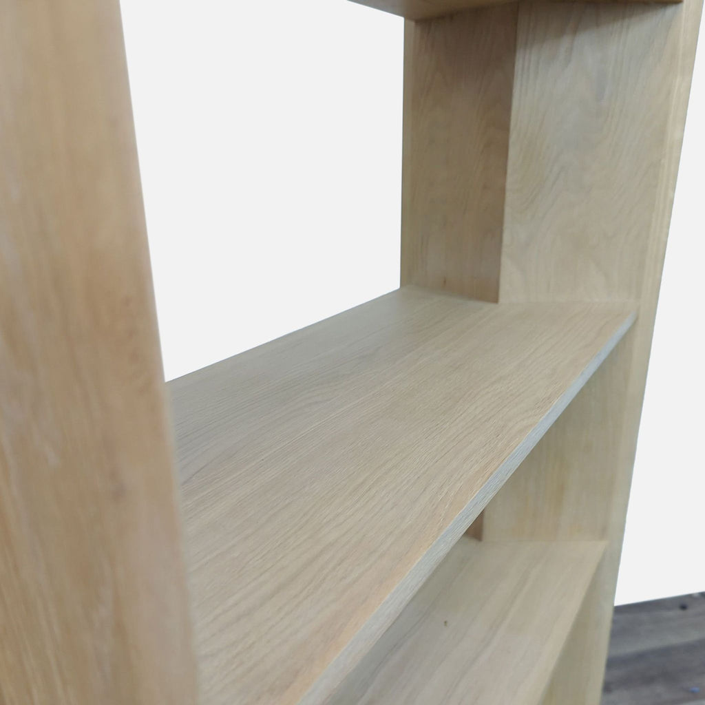 Close-up of the wood grain texture on the Terrazza bookshelf shelf.