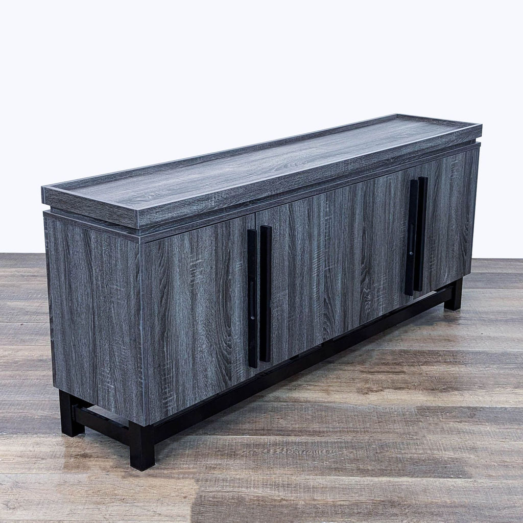 Side view of the Reperch entertainment center with sleek black handles and modern design.