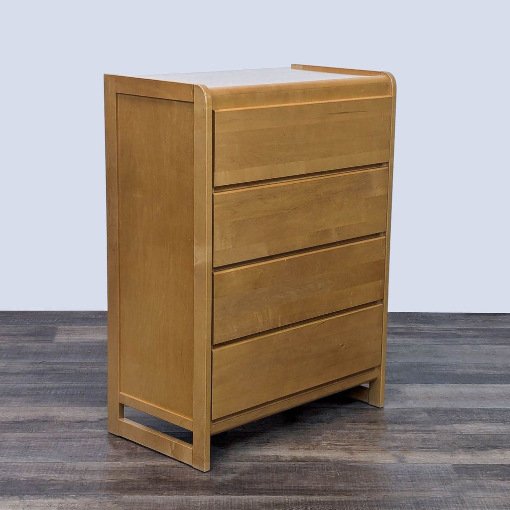 3. Side view of Stanley maple dresser, showcasing sleek natural wood design.